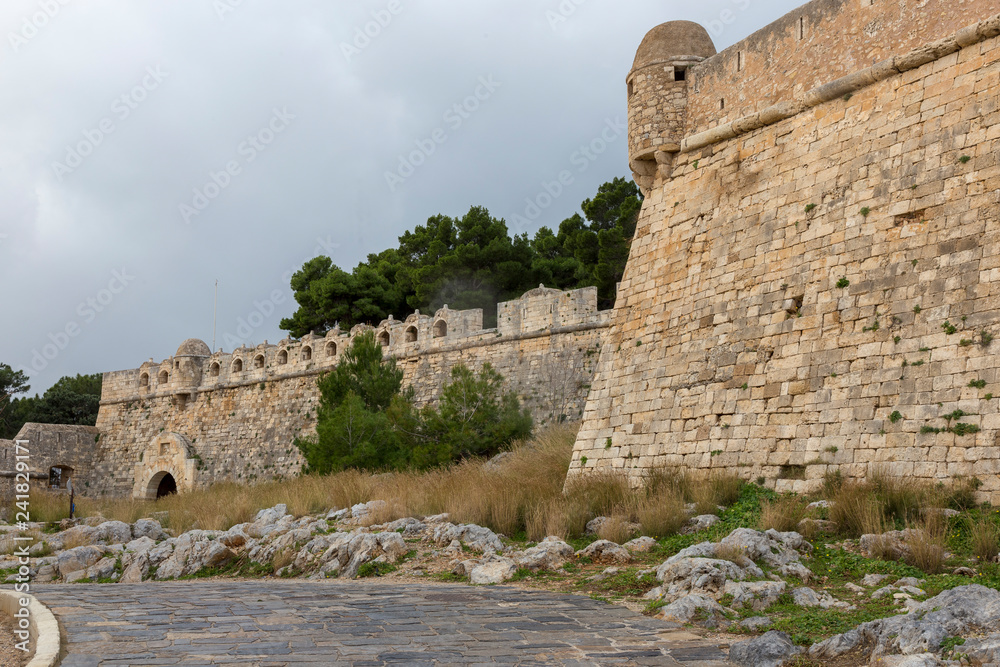 Rethymno Greece, 12-13-2018. Historic Venetian fortress in Rethymno Crete, Greece.