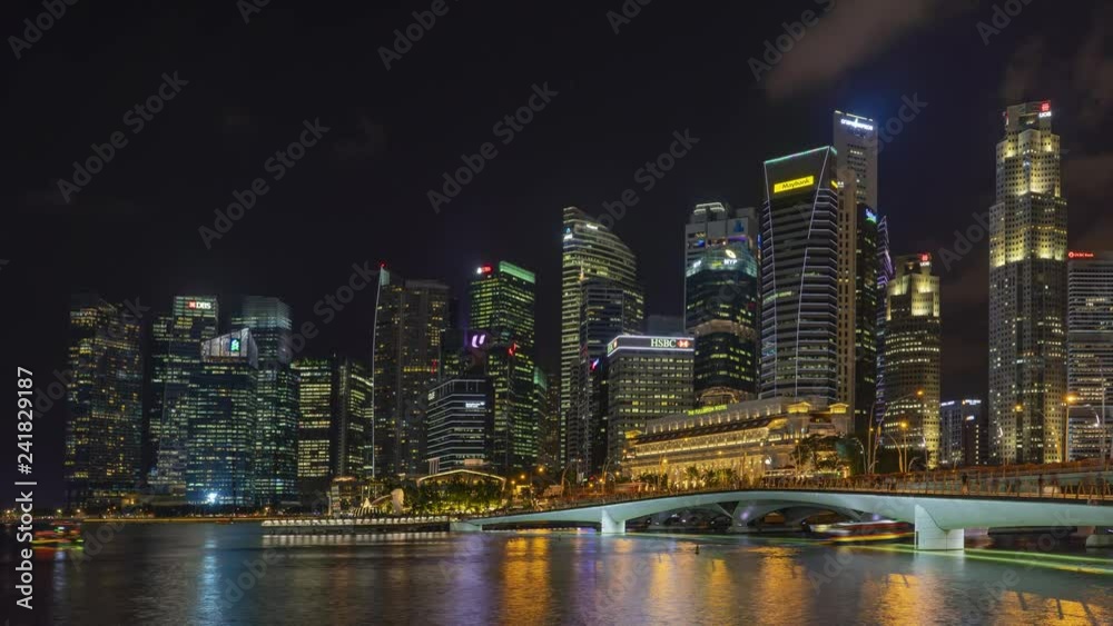Timelapse of the Singapore skyline at night Timelapse of the Singapore skyline at night