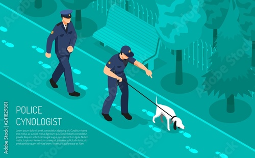 Police Cynologist Isometric Composition 