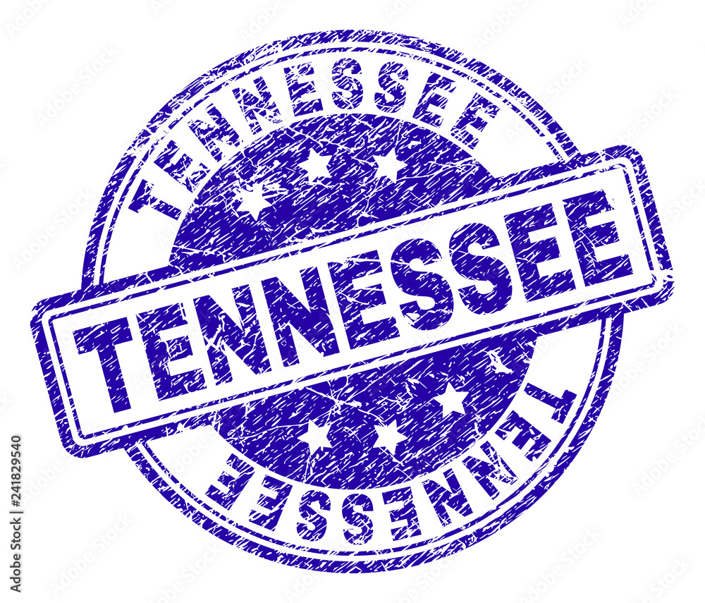 TENNESSEE stamp seal imprint with distress texture. Designed with rounded rectangles and circles. Blue vector rubber print of TENNESSEE label with retro texture. TENNESSEE stamp seal imprint with distress texture. Designed with rounded rectangles and circles. Blue vector rubber print of TENNESSEE label with retro texture.