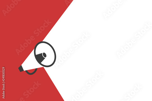 Flat design business Vector Illustration Empty copy space for Ad website promotion esp isolated Banner template. Megaphone Announcing Loudspeaker Sound System Handheld Amp Equipment