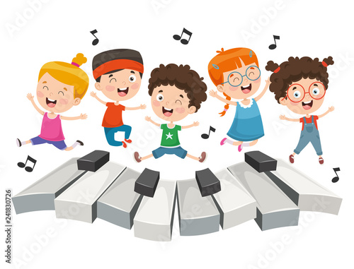 Vector Illustration Of Children Music