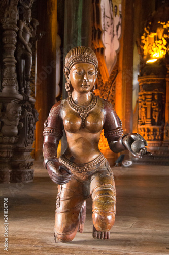 Beautiful buddhist sculpture in the Temple of Truth in Pattaya, Thailand