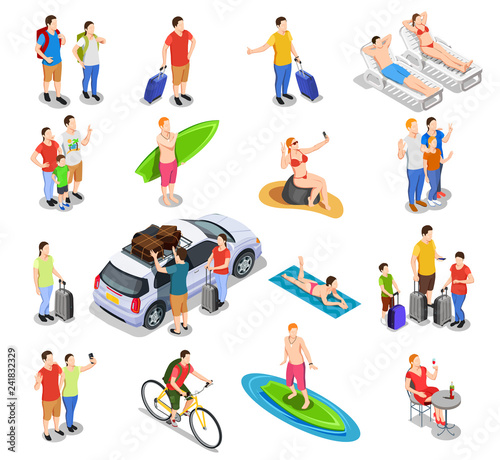 Vacation Isometric People Set