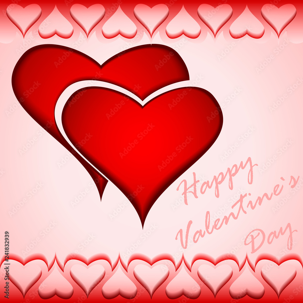 St. Valentines day card with two hearts
