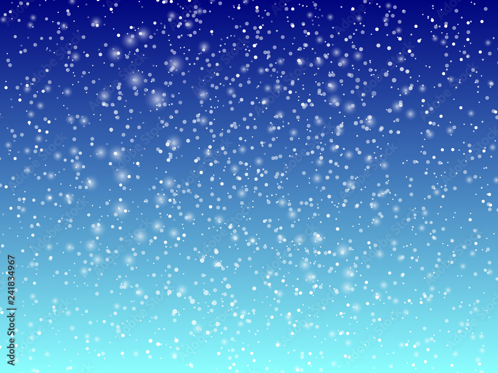 Falling snow background. Holiday landscape with snowfall. Vector illustration. Winter snowing sky. Eps 10.