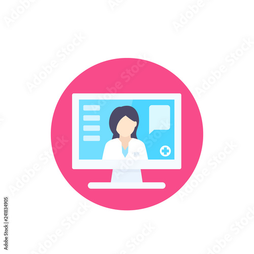 Online medical consultation, diagnosis vector icon
