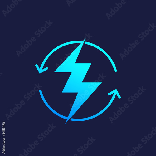 recharging icon, electric energy vector