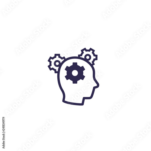 thinking, gears in head icon