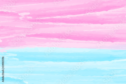 Blue watercolor abstract background. Clouds, sky, sea waves. Color pattern. Vector illustration.