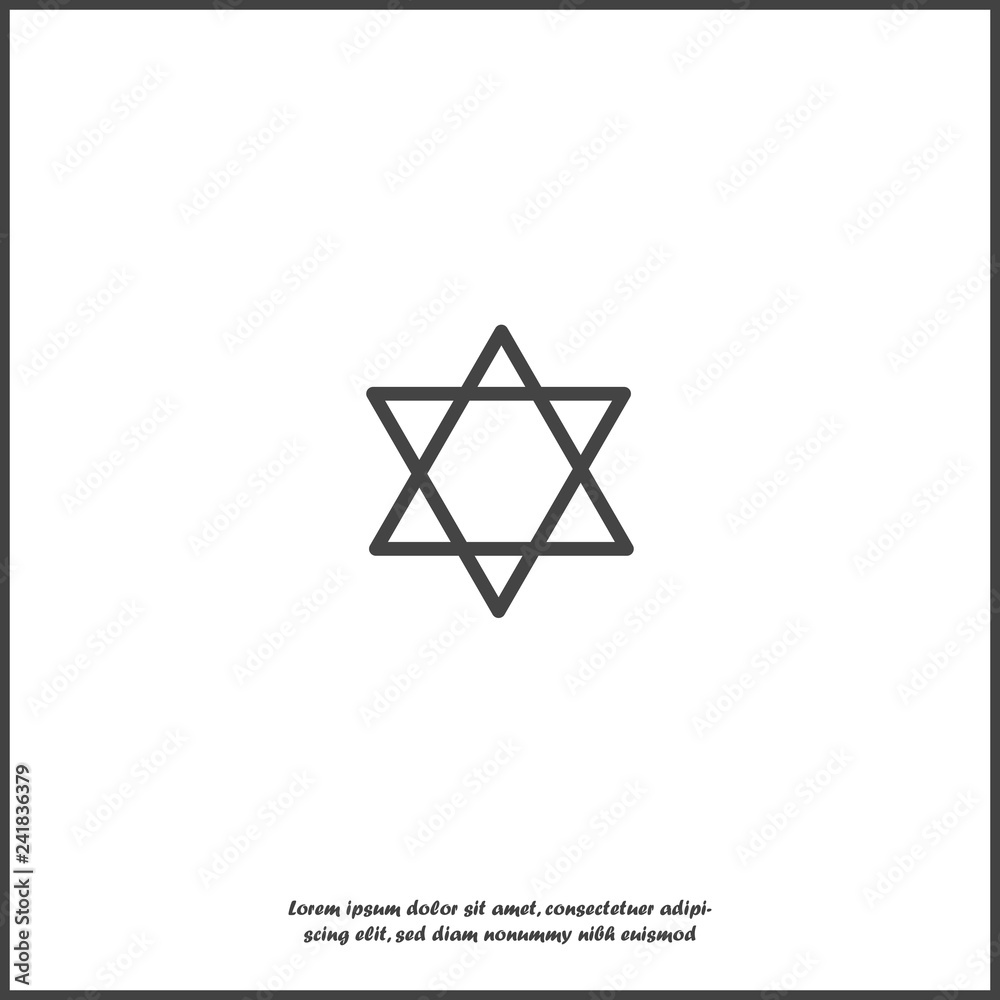 Vector icon star from two triangles. Illustration of a five-pointed star on white isolated background. Vector icon star from two triangles. Illustration of a five-pointed star on white isolated background.