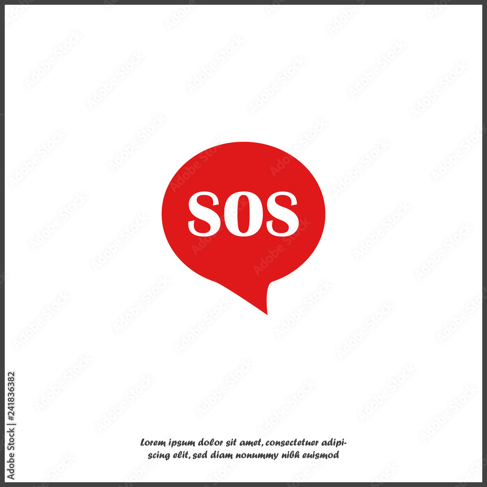 Sos pin marker on transparent background. Speech vector icon boubble SoS on white isolated background. Sos pin marker on transparent background. Speech vector icon boubble SoS on white isolated background.