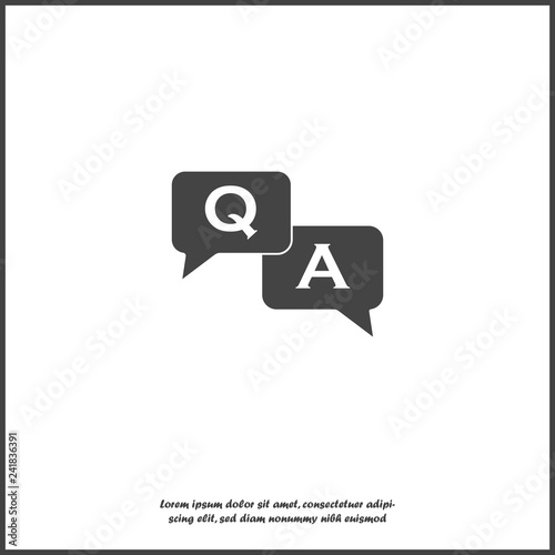 Question answer icon. Flat image speech bubbles question and answer on white isolated background.