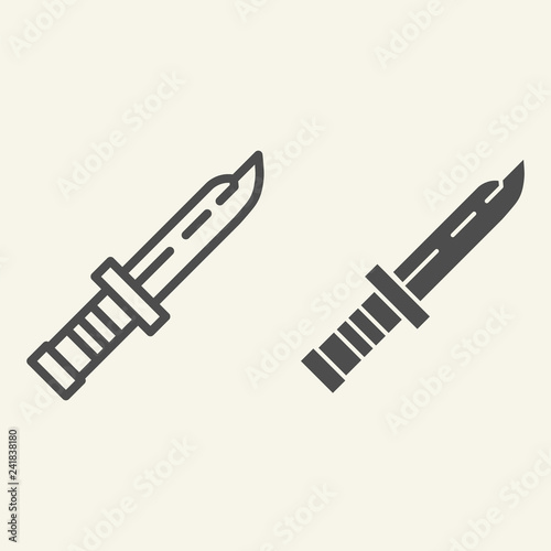 Army knife line and glyph icon. Military knife vector illustration isolated on white. Dagger outline style design, designed for web and app. Eps 10.