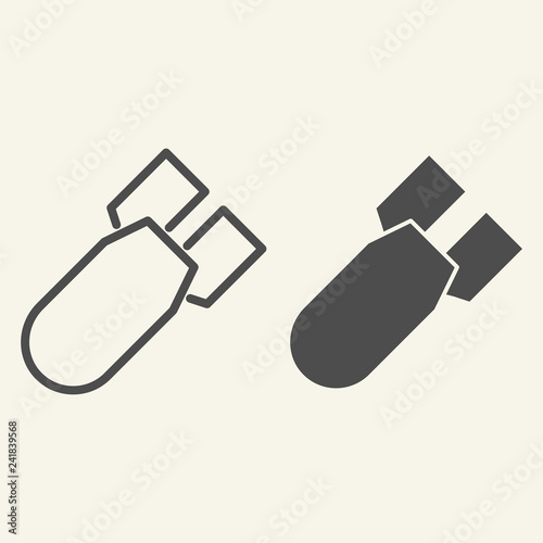 Submarine warhead line and glyph icon. Torpedo vector illustration isolated on white. Missile outline style design, designed for web and app. Eps 10.