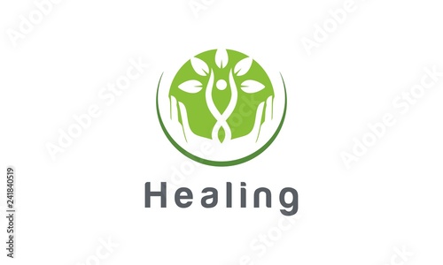 Healing, Therapy, health care, natural care vector logo design inspira