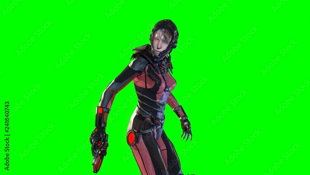 Girl in sky fy space suit 3d render Girl in sky fy space suit 3d render