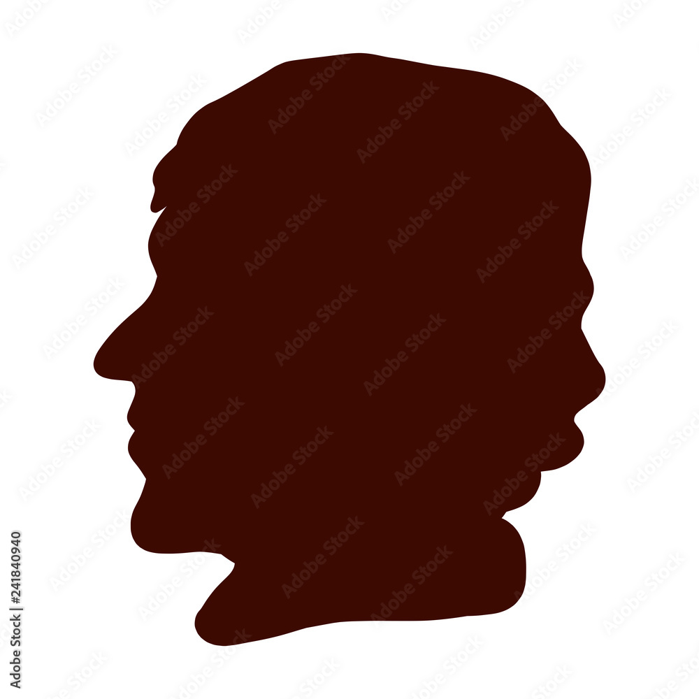 profile of a young man, brown head silhouette profile of a young man, brown head silhouette