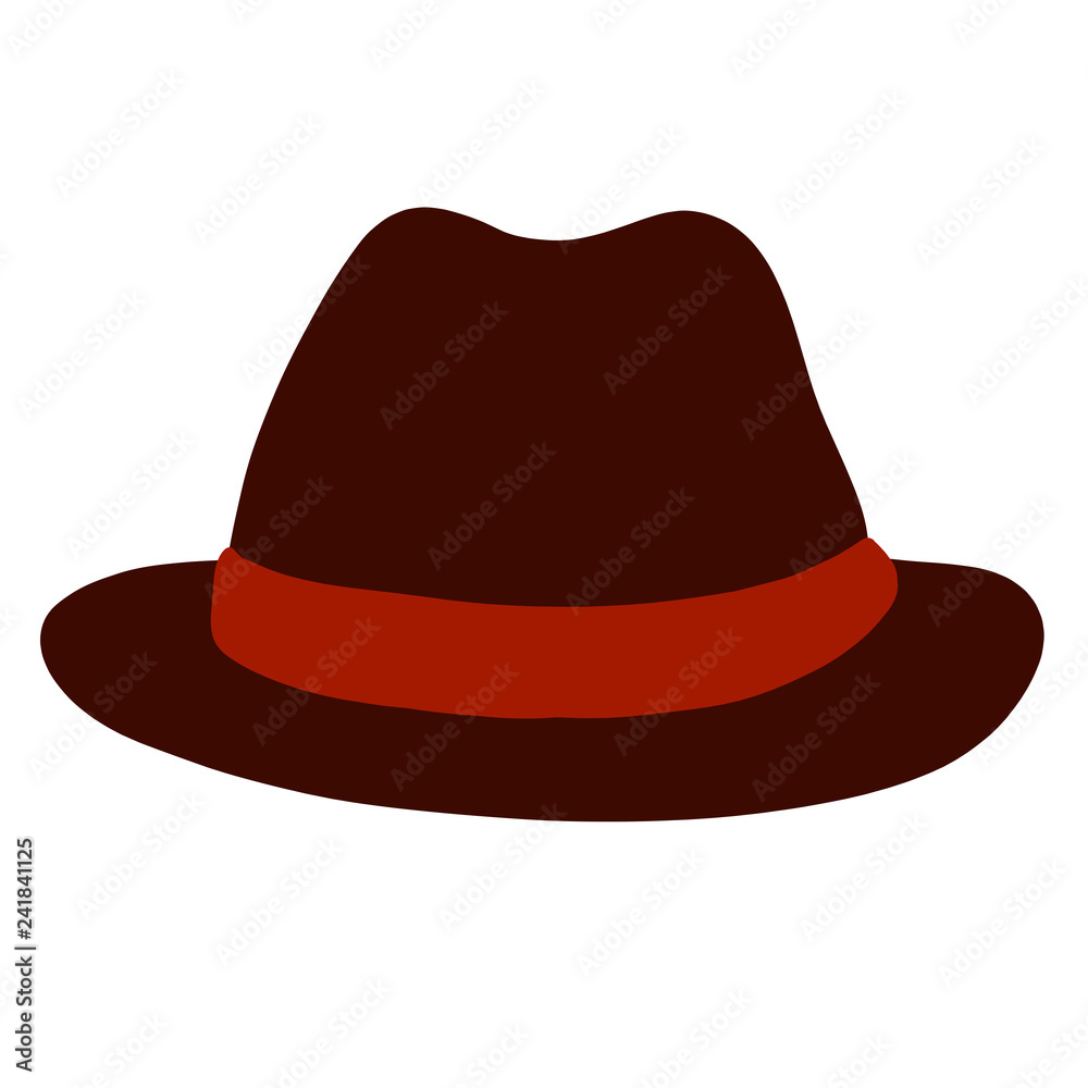 Classic men's brown hat with a red ribbon Classic men's brown hat with a red ribbon