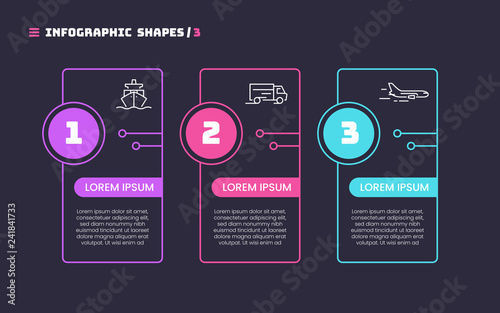 Thin line infographic concept with 3 options. Vector template fo