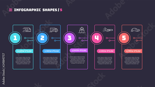 Thin line infographic concept with 5 options. Vector template fo