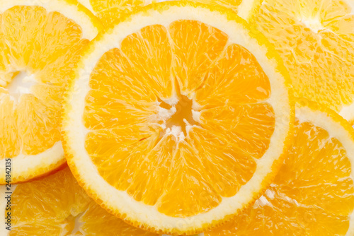 Fresh orange slices. Orange background. Slices of orange. 