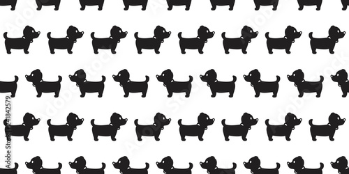 Dog seamless pattern vector french bulldog dachshund puppy scarf isolated cartoon illustration repeat wallpaper tile background