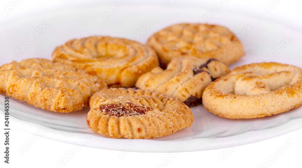 Homemade peanut butter cookies on white plate