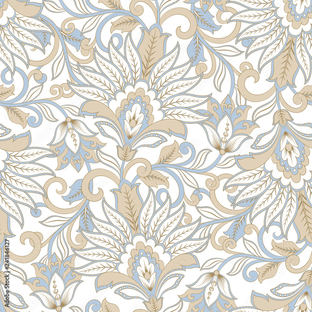 vintage flowers seamless pattern. Floral vector background