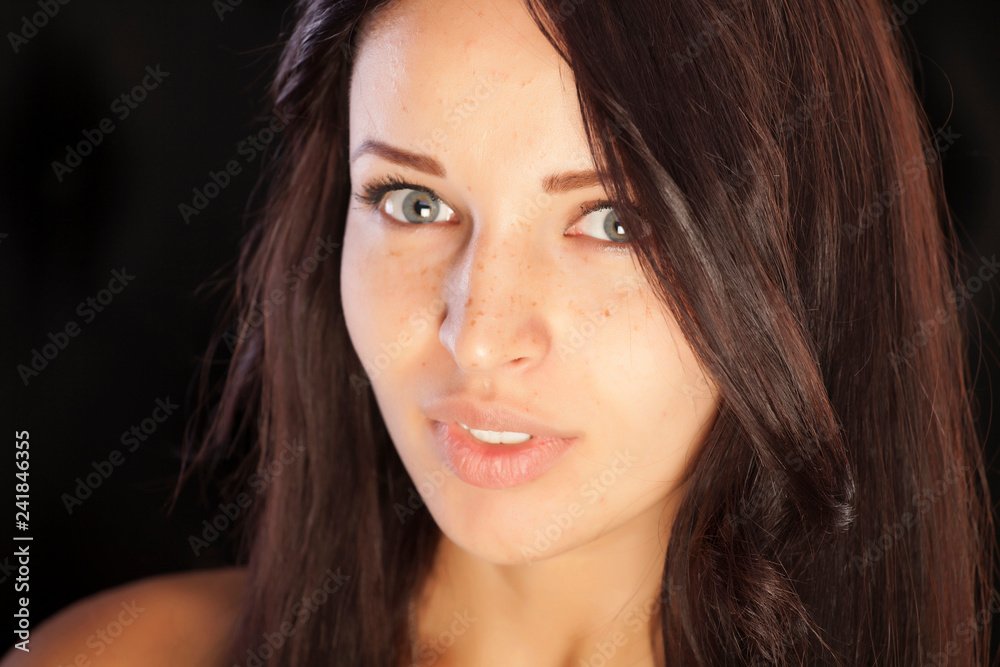 Brunette Girl with Perfect Facial Features. Brunette Girl with Perfect Facial Features.