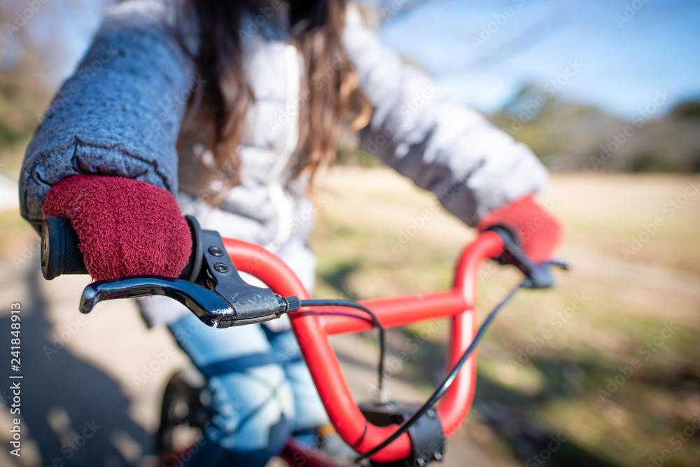 Naklejka premium 自転車で遊ぶ女の子