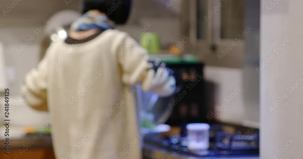 Bokeh view of woman make of the dinner Bokeh view of woman make of the dinner