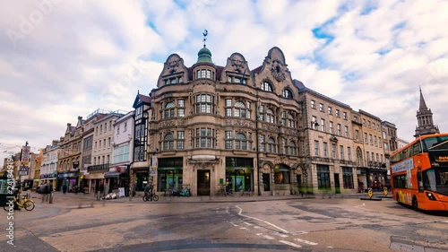 Time lapse view of Oxford high street crossroad with Cornmarket photo
