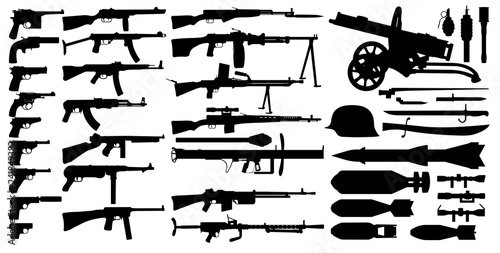 Photo Firearms arsenal, military weapons collection