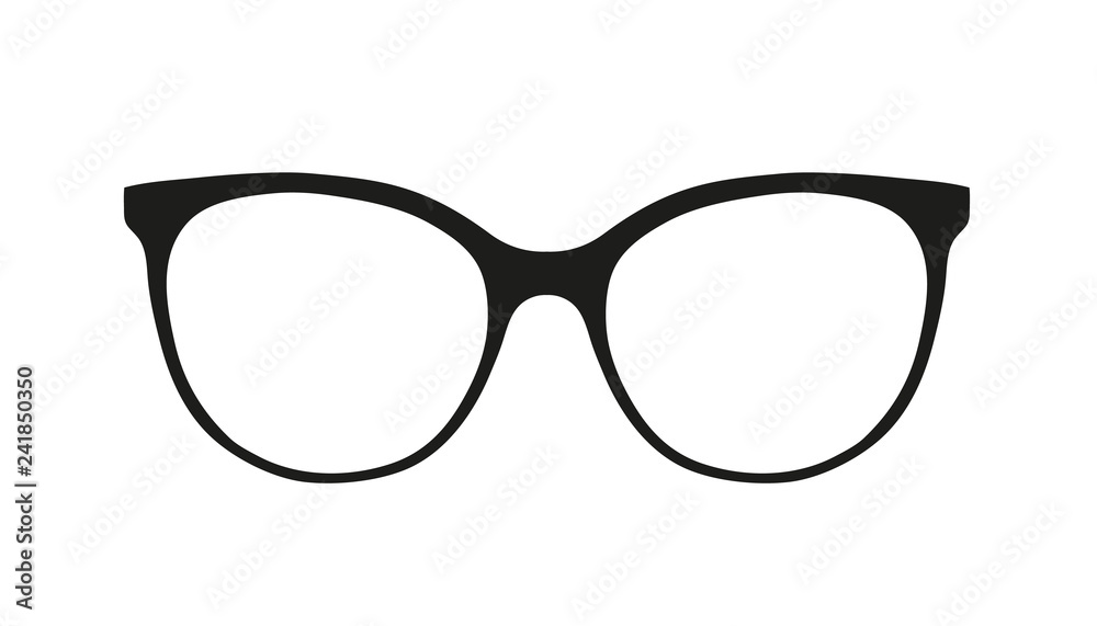 Glasses Icon - Black Vector Illustration - Isolated On White Background Glasses Icon - Black Vector Illustration - Isolated On White Background