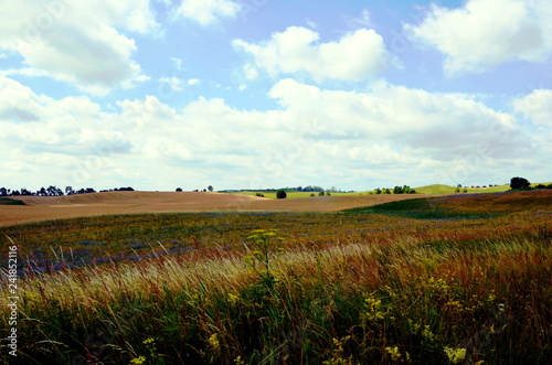 Landscape of Mazurian region in Poland, fields with crops. photo