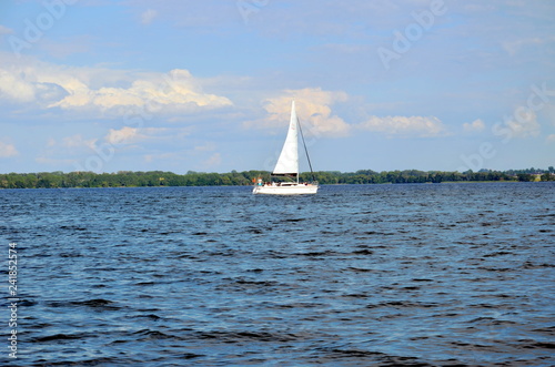 Sailboat on the lake Niegocin, Mazuria region in Poland.