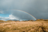 rainbow and mountains, amazing Nordic landscape, Iceland.