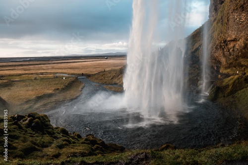  Picturesque waterfall Seljalandsfoss  Iceland. Nordic nature