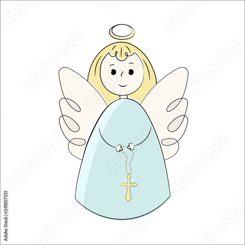 Vector angels on a white background. Hand-drawn in the style of doodle. Isolated objects