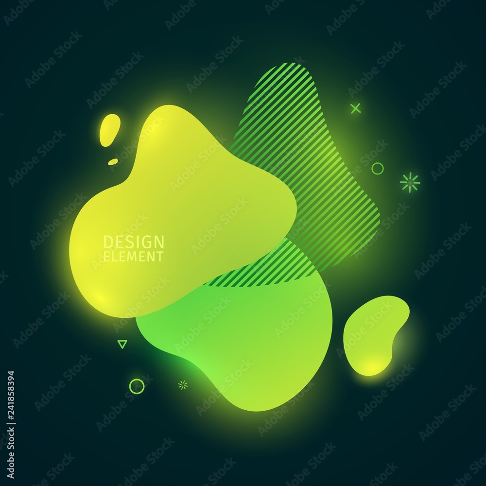 Abstract modern graphic elements. Dynamical green neon colored forms. Gradient 3d abstract banners with bright flowing liquid shapes. Template for the design of a logo, flyer or presentation. Vector Abstract modern graphic elements. Dynamical green neon colored forms. Gradient 3d abstract banners with bright flowing liquid shapes. Template for the design of a logo, flyer or presentation. Vector