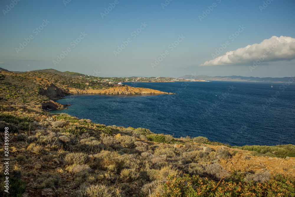 picturesque landscape of sea and hill land cape 