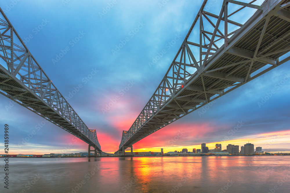 New Orleans, Louisiana, USA downtown city skyline on the Mississippi River New Orleans, Louisiana, USA downtown city skyline on the Mississippi River