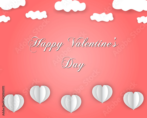 Happy Valentines Day background in paper style.