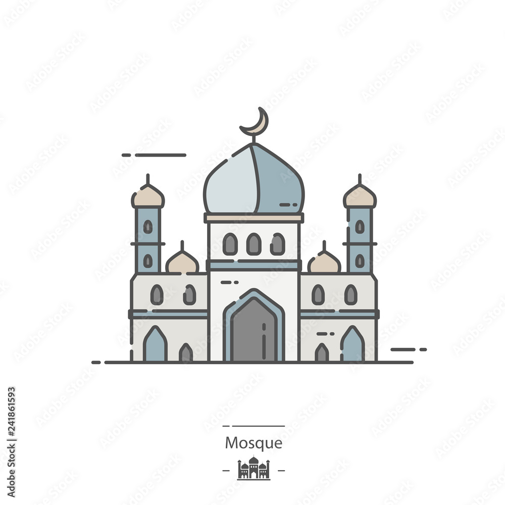 Mosque - Line color icon