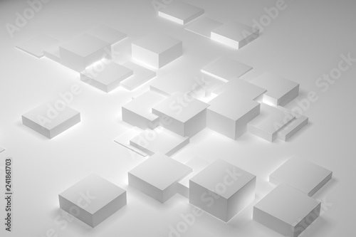 3d rendering  White boxes background