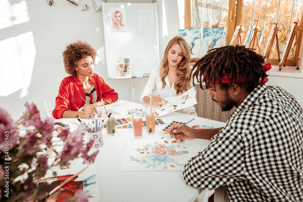 custom made wallpaper toronto digitalMan with dreadlocks joining his female friends drawing pictures