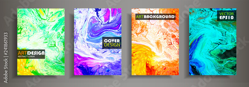 Modern design A4.Abstract marble texture of colored bright liquid paints.Splash neon trends paints.Used design presentations, print,flyer,business cards,invitations, calendars,sites, packaging,cover.