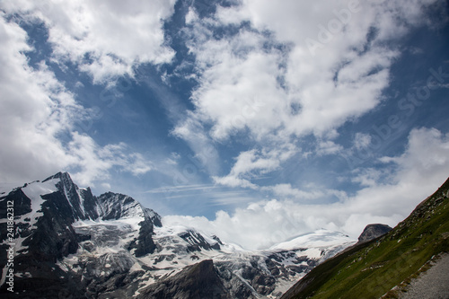 Beautiful summer sunny sky over Austria mountains