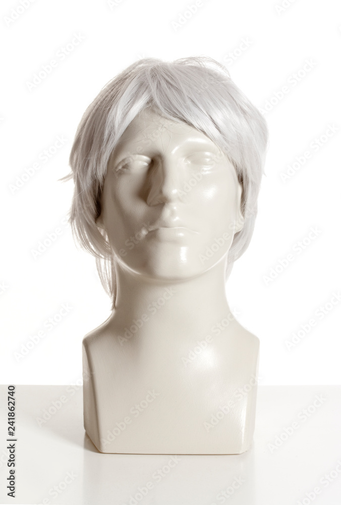 Fototapeta premium Mannequin Male Head with Wig on White